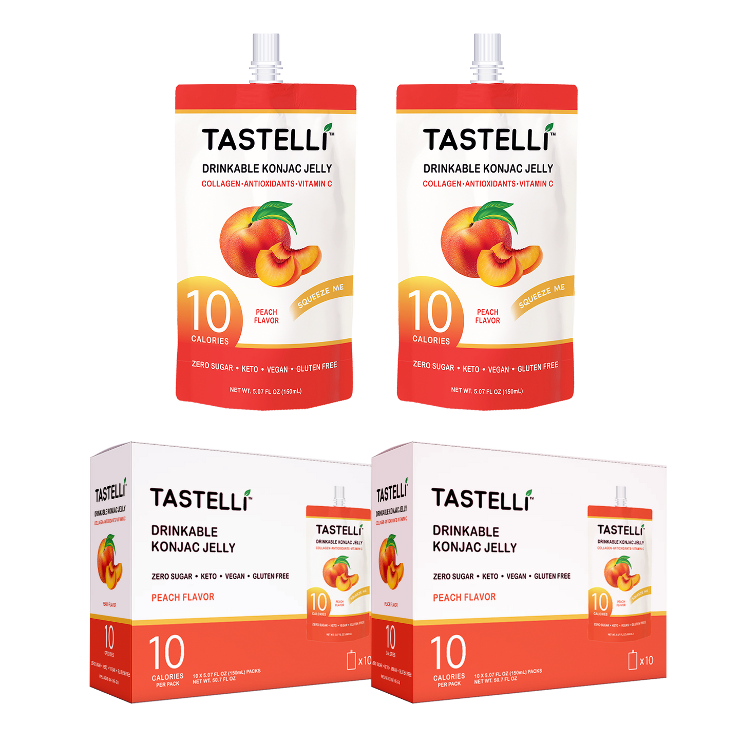 Tastelli Collagen Konjac Jelly Case (150 ml x 20 packs) - Peach Flavor