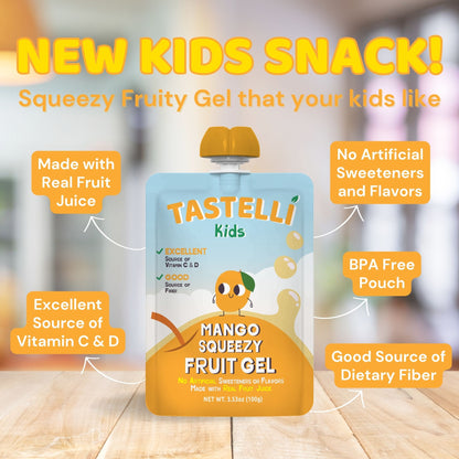 Tastelli Kids Squeezy Fruit Gel Mango - 20 CT
