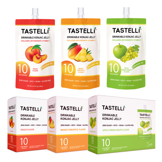 Tastelli Konjac Jelly - 3-Flavor Variety Pack Konjac Jelly | 3 Cases (30 Units) - Tastelli Konjac Jelly
