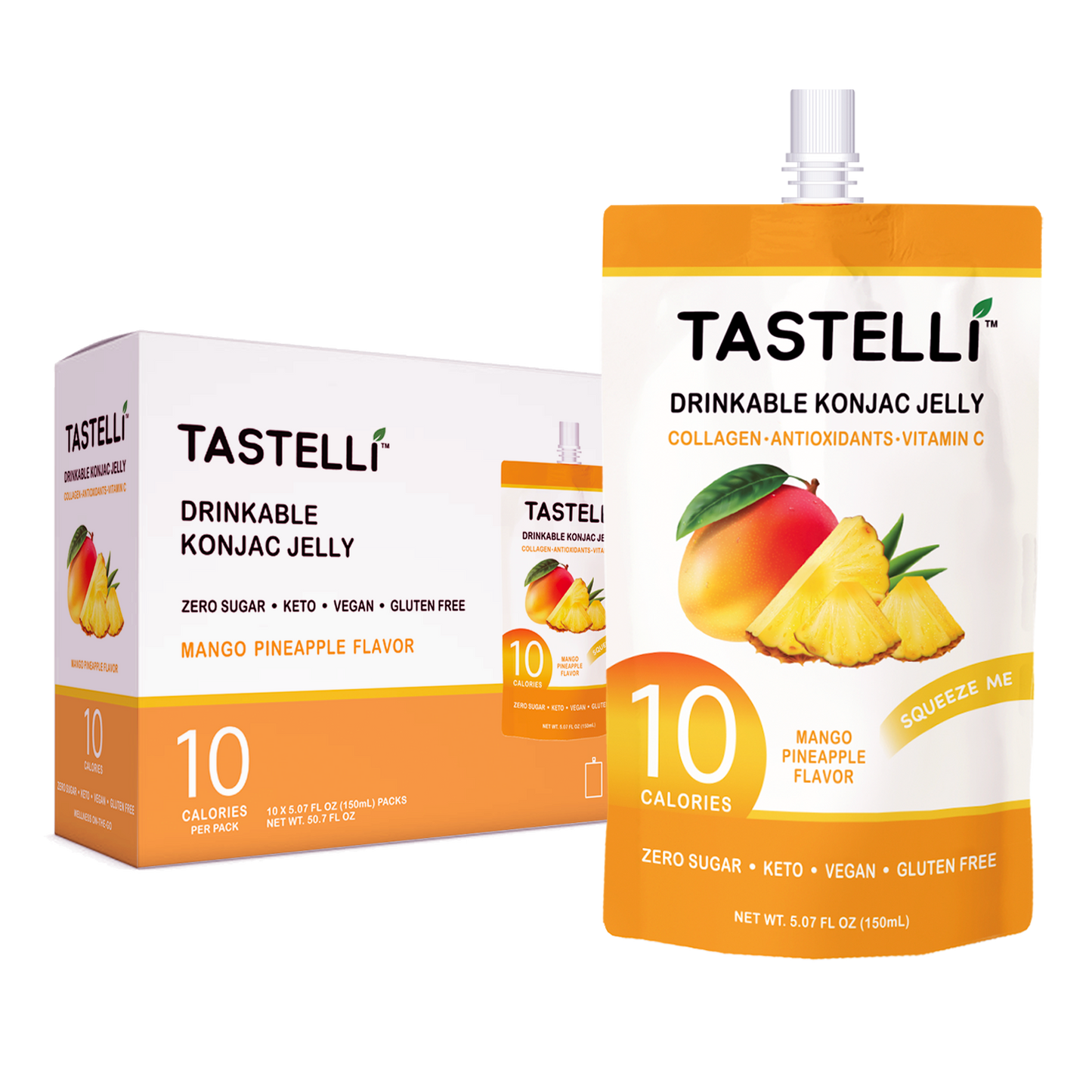 Tastelli Collagen Konjac Jelly Case (150 ml x 10 packs) - Mango Pineapple Flavor - Tastelli Konjac Jelly