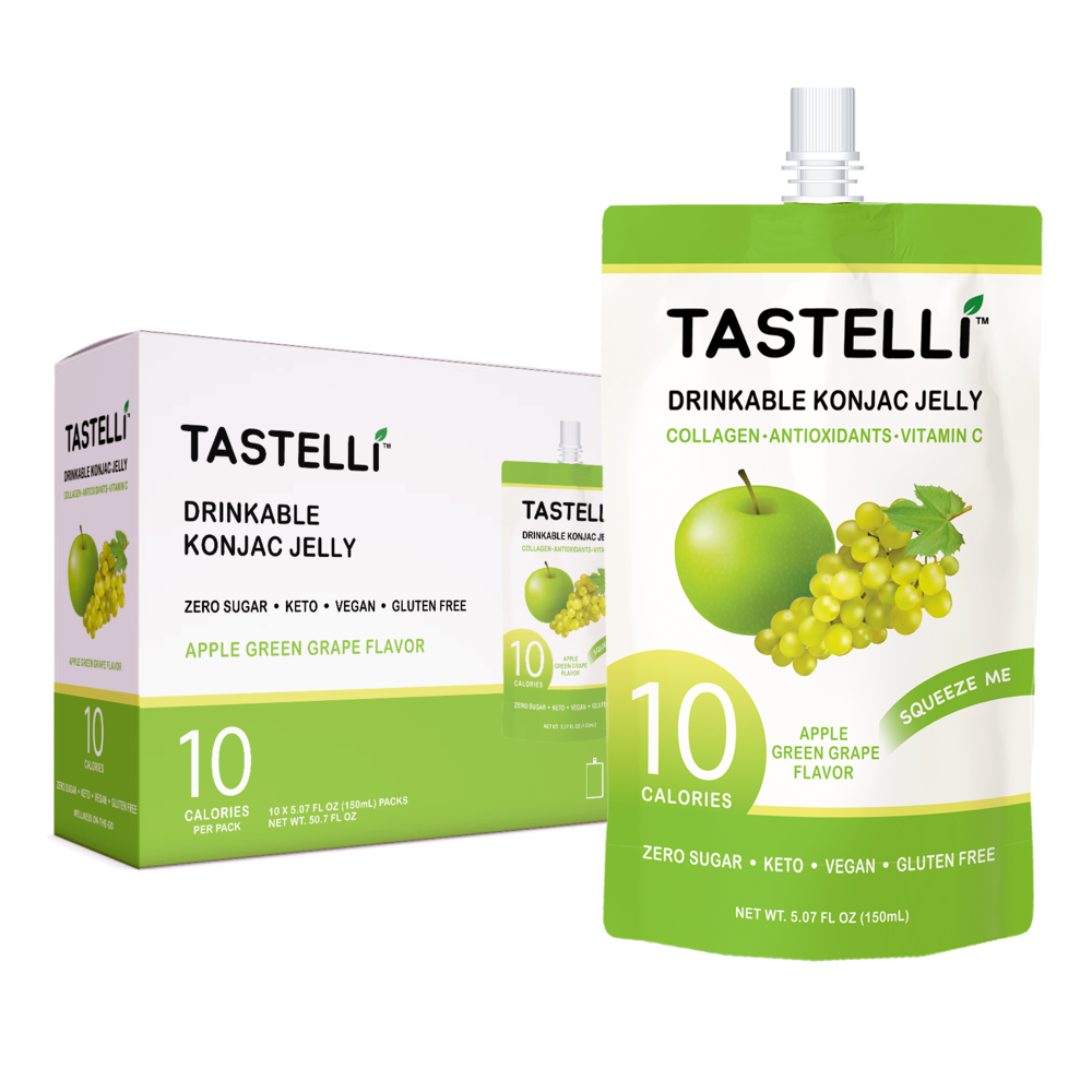 Tastelli Collagen Konjac Jelly Case (150 ml x 10 packs) - Apple Green Grape Flavor - Tastelli Konjac Jelly