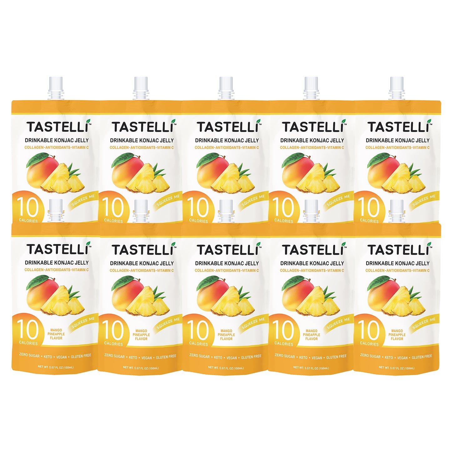 Tastelli Konjac Jelly - 2 Flavor Variety Pack - Peach and Mango Pineapple Konjac Jelly - Tastelli Konjac Jelly