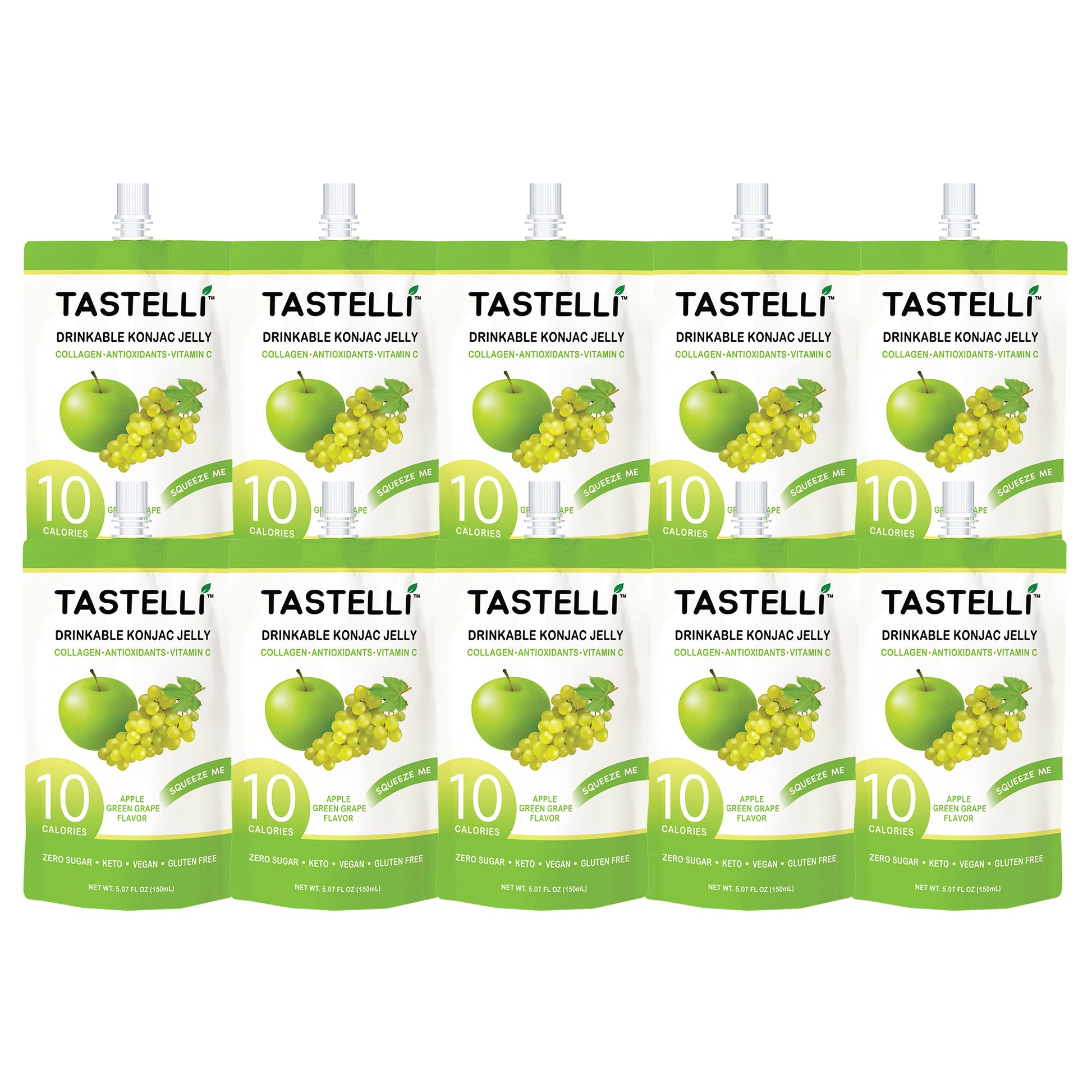 Tastelli Konjac Jelly - 2 Flavor Variety Pack - Peach and Apple Green Grape Konjac Jelly - Tastelli Konjac Jelly
