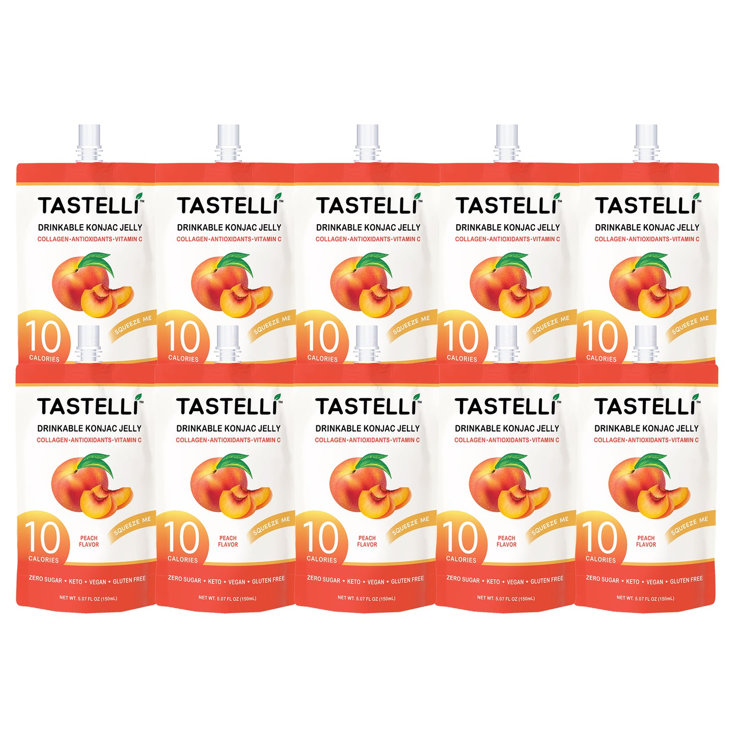 Tastelli Konjac Jelly - 2 Flavor Variety Pack - Peach and Mango Pineapple Konjac Jelly - Tastelli Konjac Jelly