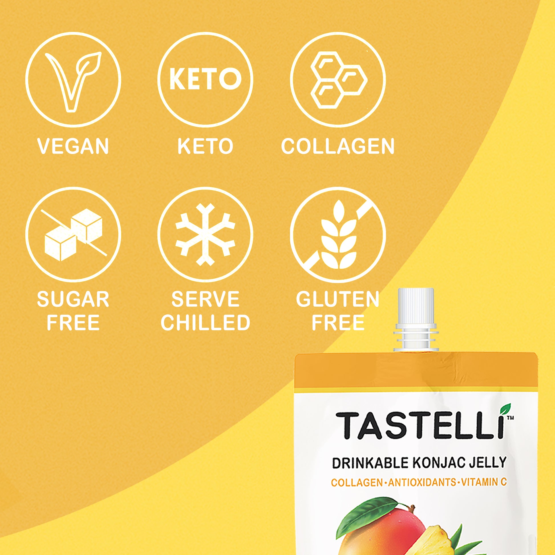 Tastelli Collagen Konjac Jelly Case (150 ml x 10 packs) - Mango Pineapple Flavor - Tastelli Konjac Jelly